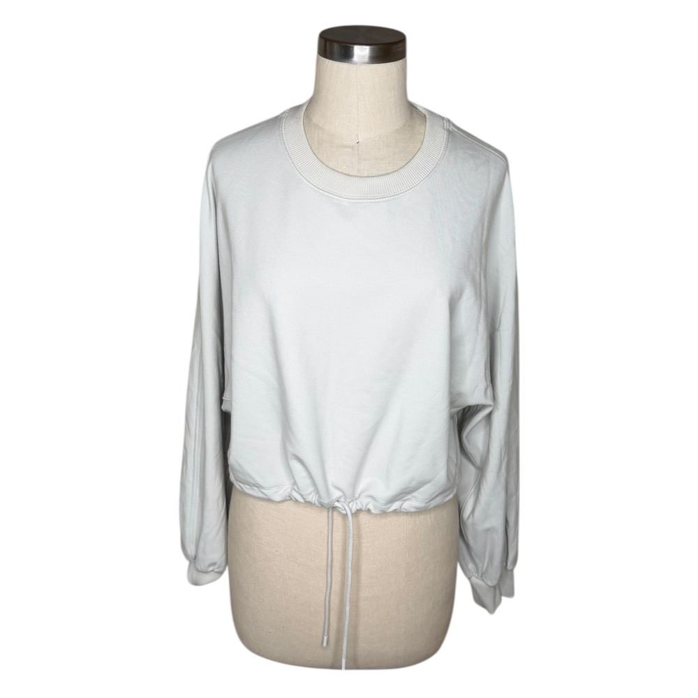 THE GROUP Babaton Leisure Sweatshirt Light Grey Drawstring Cropped Women's M